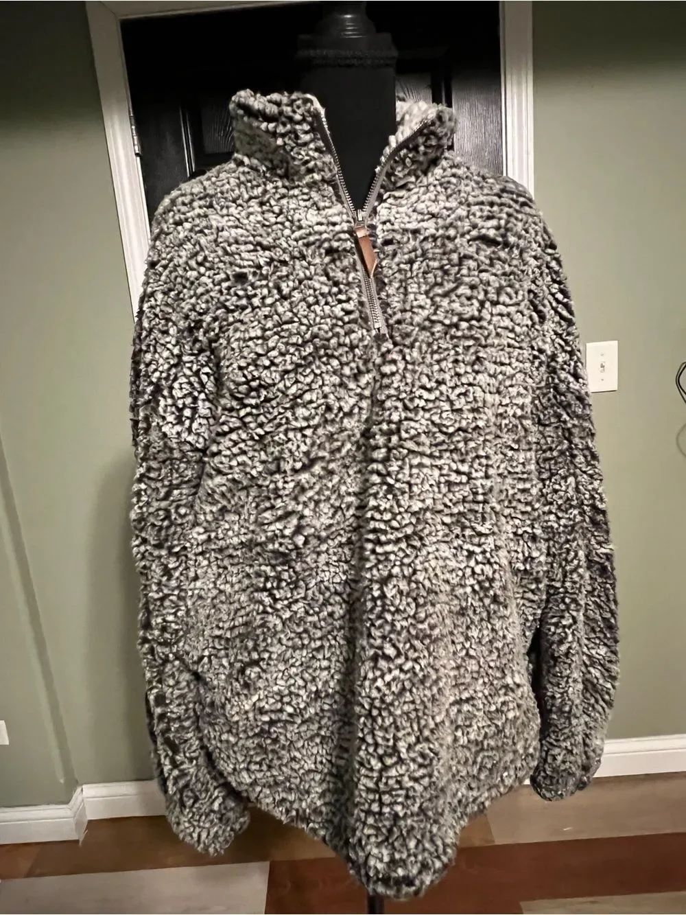 Thread & Supply Light Gray Sherpa Pullover